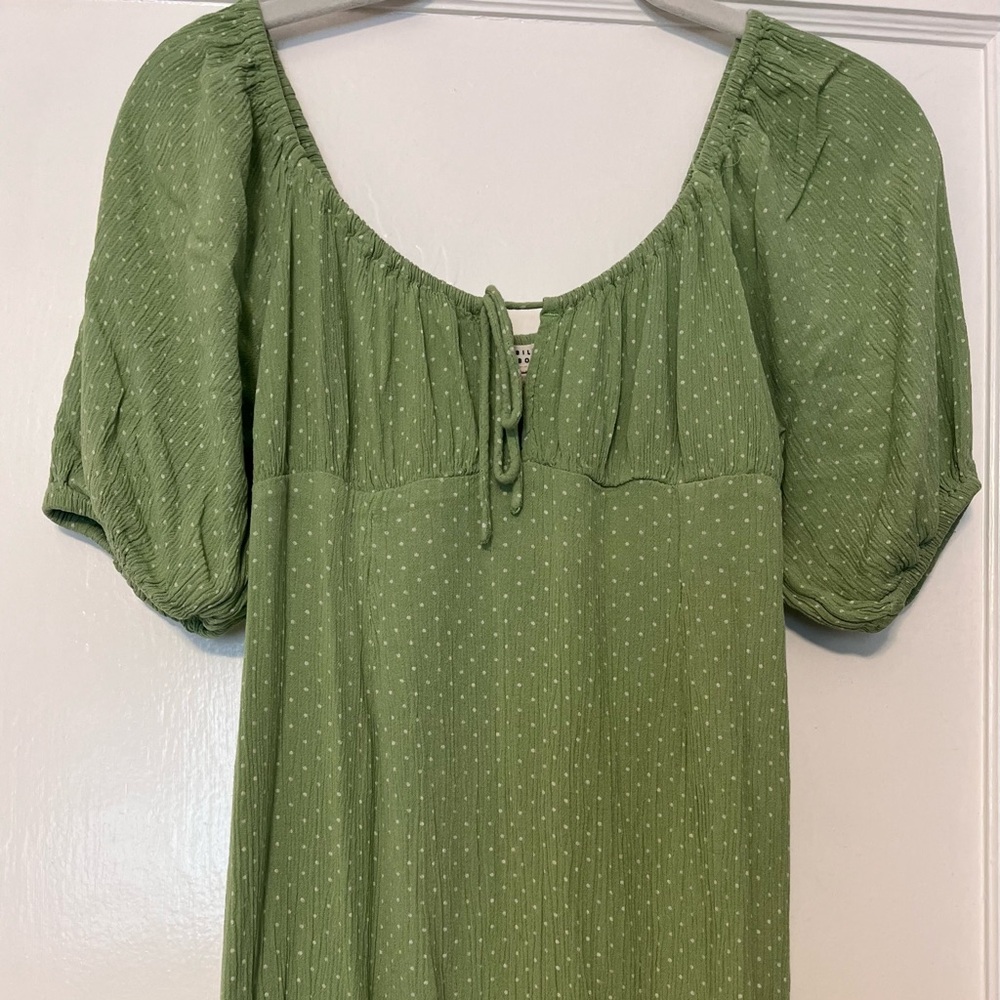 Billabong Green Midi Dress with Puff Sleeves - Picture 4 of 8